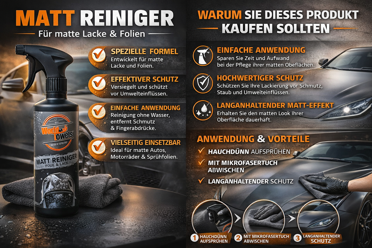 Matt Reiniger für Folie & Lack | Auto Mattlack- und Mattfolienreiniger