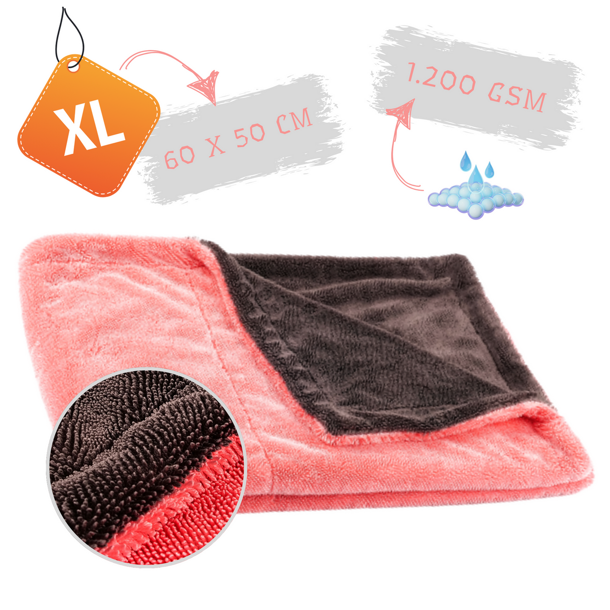 Auto Trockentuch "PINK LADY" Twisted Loop | 1.200 GSM