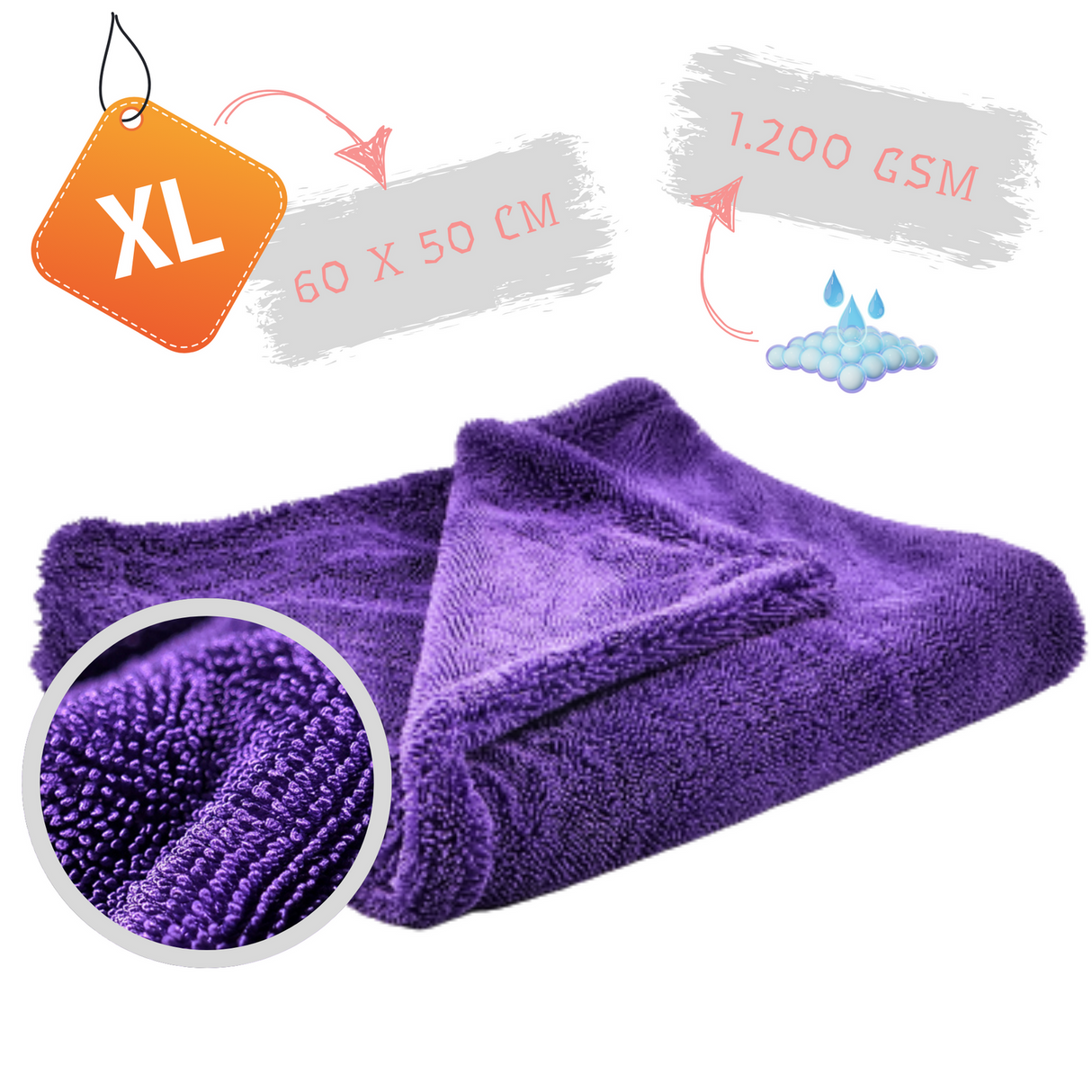 Auto Trockentuch "PURPLE KING" | 1.200 GSM