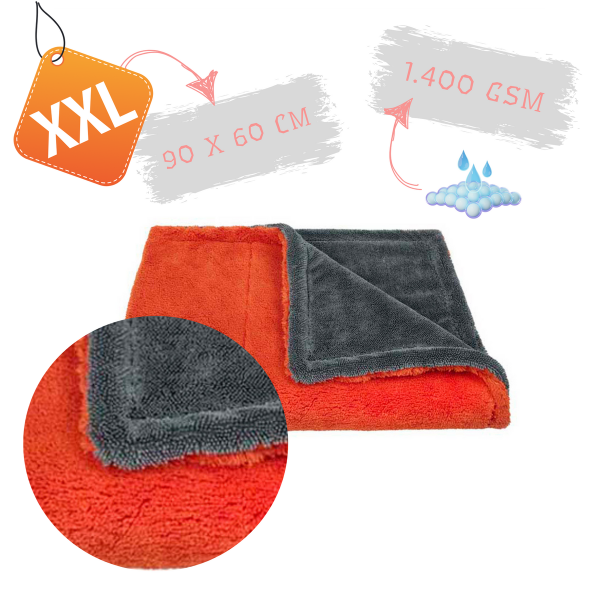 Auto Trockentuch "EXTREME" | 2-seitig | 90x60 cm