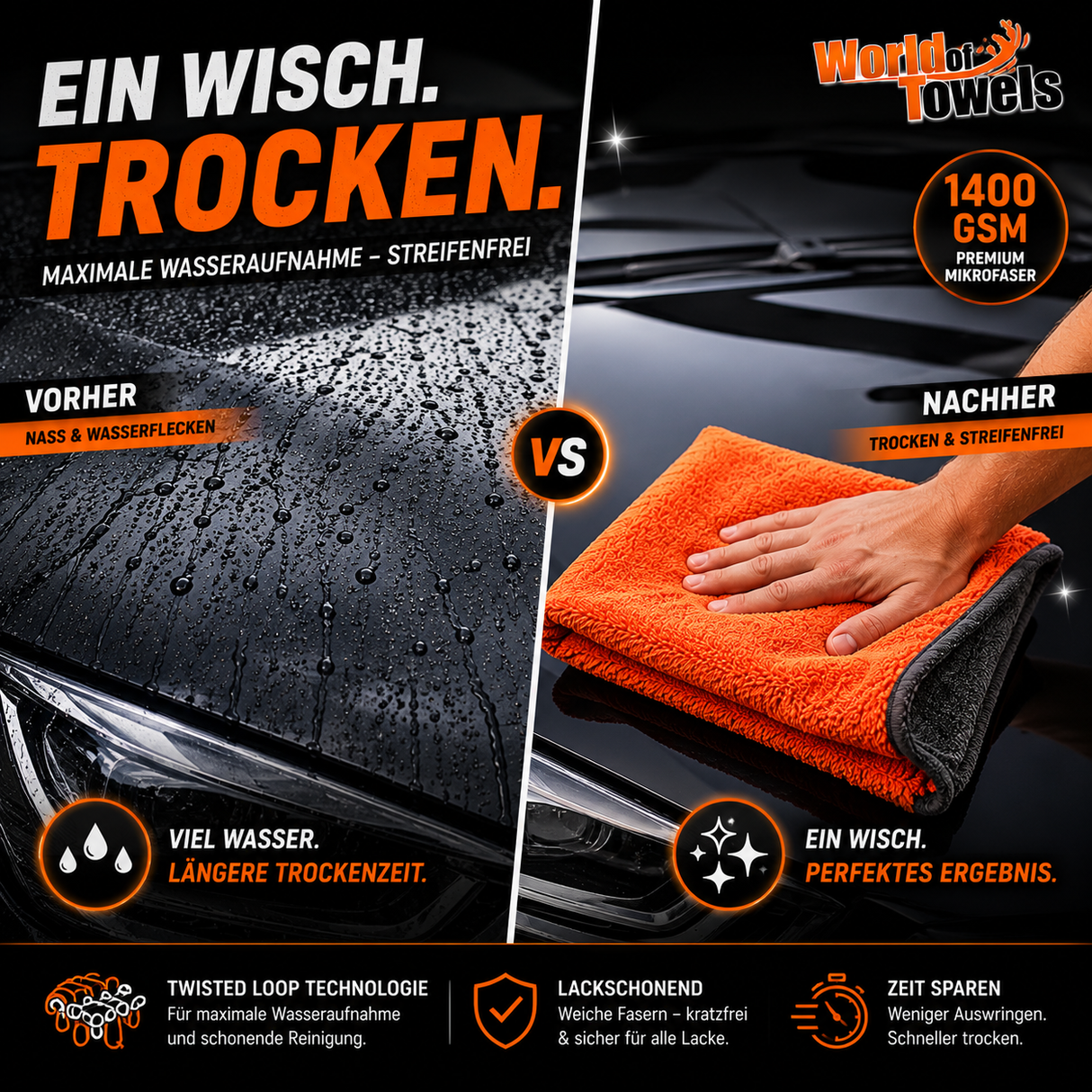 Auto Trockentuch "EXTREME" | 2-seitig | 90x60 cm