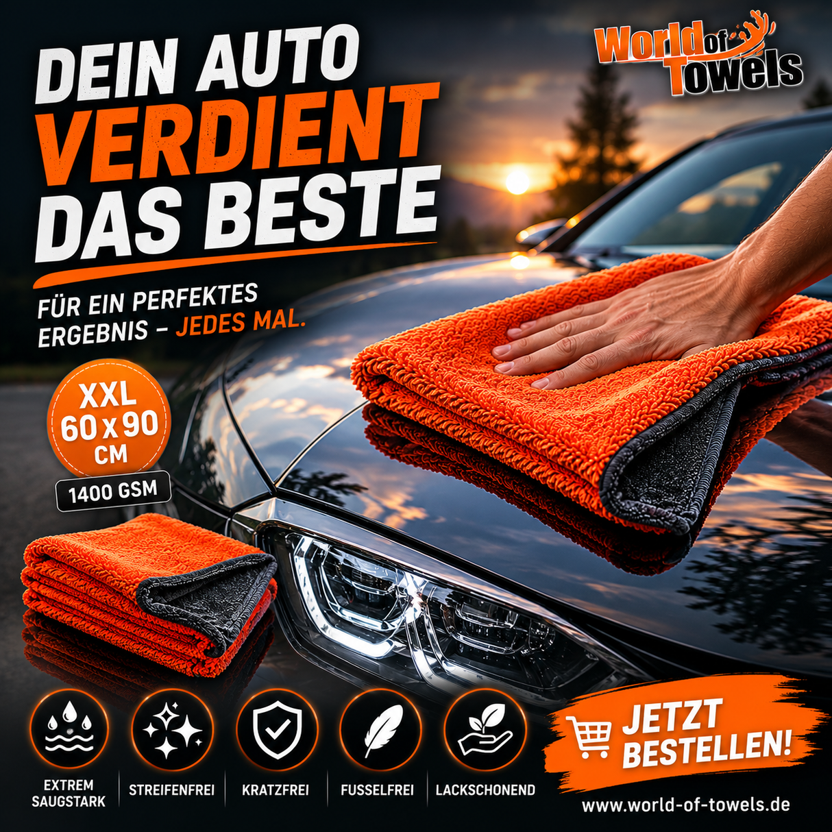 Auto Trockentuch "EXTREME" | 2-seitig | 90x60 cm