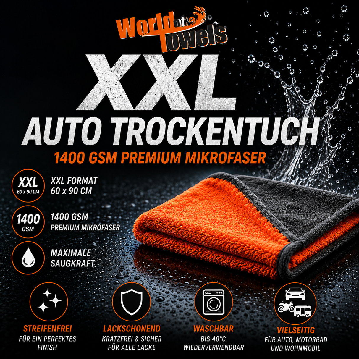 Auto Trockentuch "EXTREME" | 2-seitig | 90x60 cm