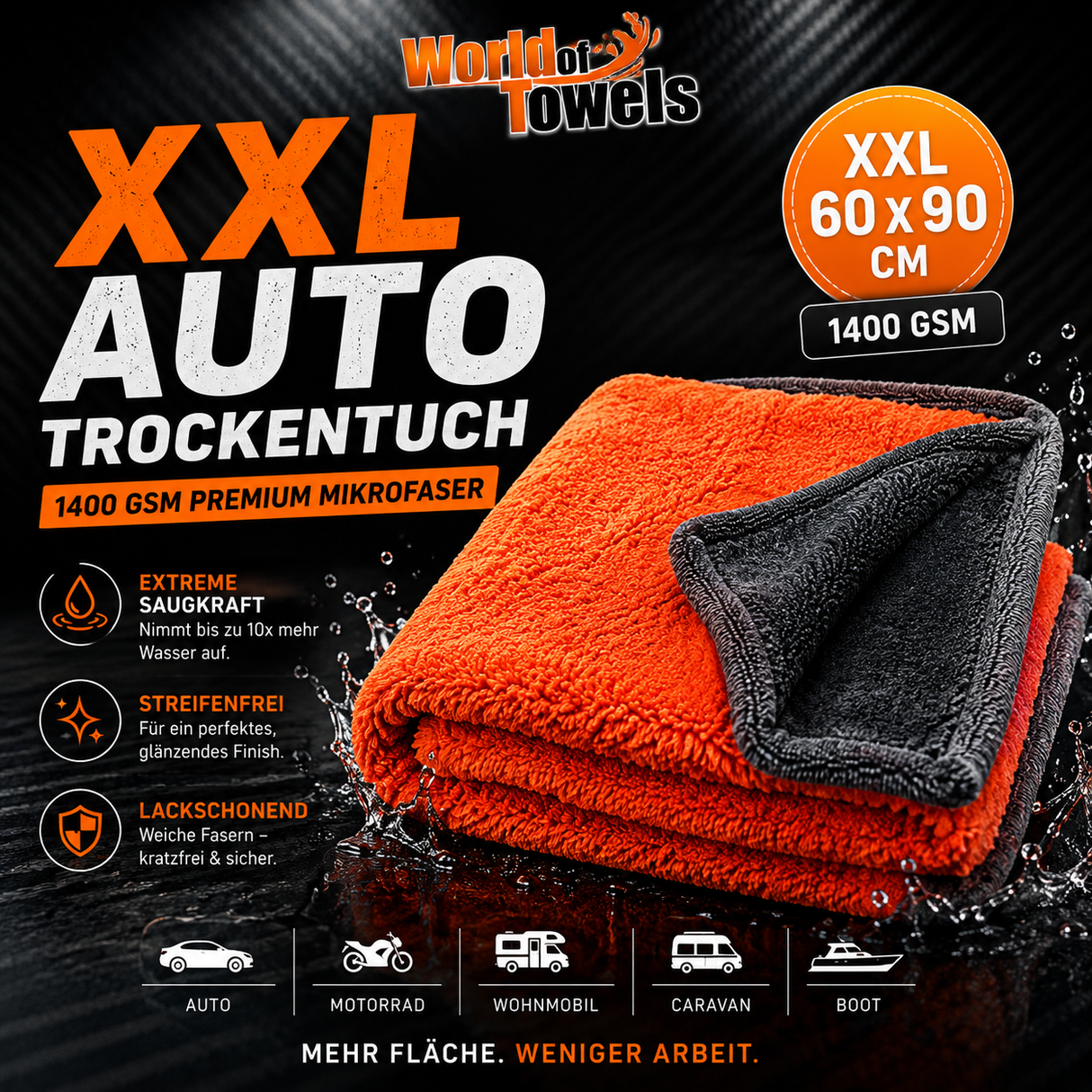 Auto Trockentuch "EXTREME" | 2-seitig | 90x60 cm